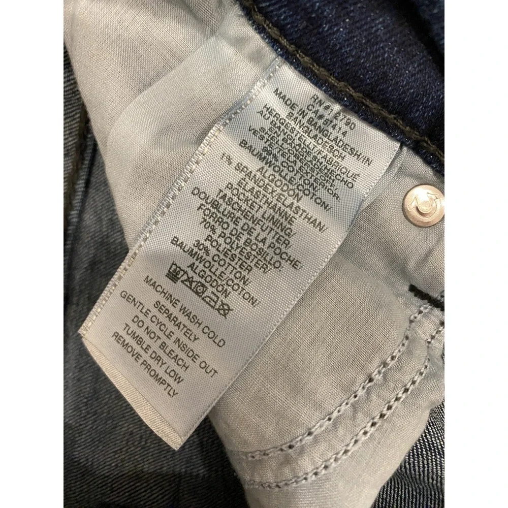 True Religion Ricky‎ Relaxed Straight Jeans 30x33.5 Casual *Leg Split* Dark Wash
